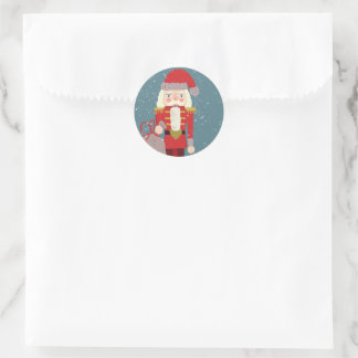 Sticker Rond Père Noël casse-noisette blond Noël sarcelle