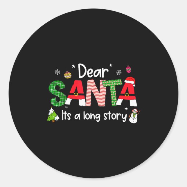Sticker Rond Père Noël, c'est une longue histoire Pyjama de Noë (Devant)