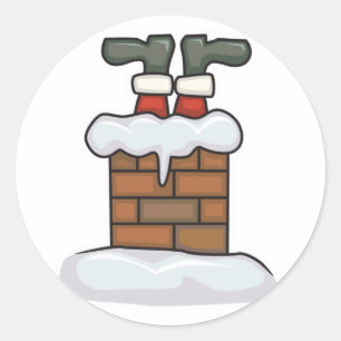 Sticker Rond père Noël coincé dans la cheminée