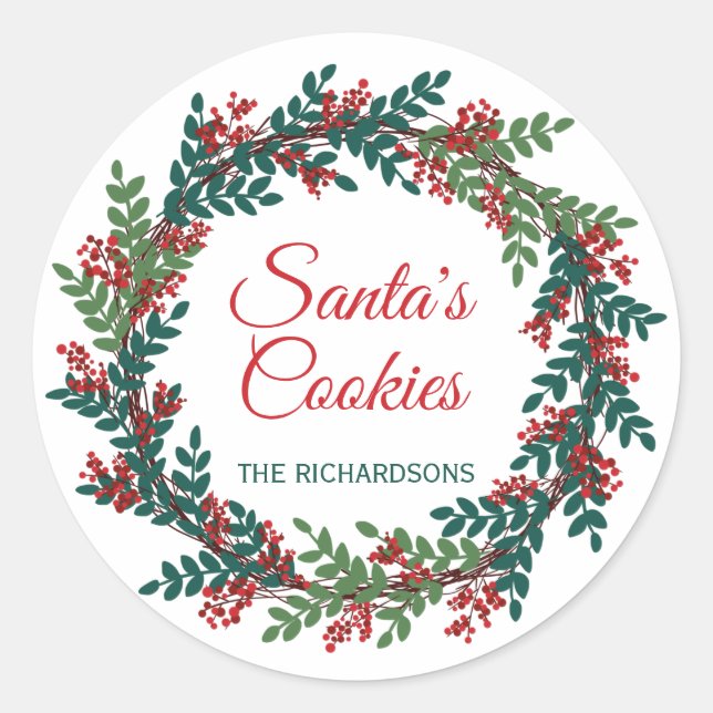 Sticker Rond Père Noël Cookies couronne de Noël (Devant)
