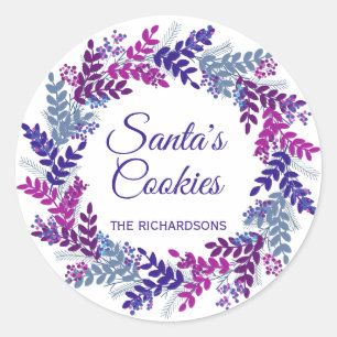 Sticker Rond Père Noël Cookies Purple Christmas Wreath