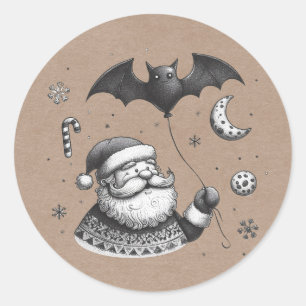 Sticker Rond Père Noël des griffes