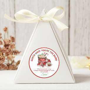 Sticker Rond Père Noël dit que vous êtes la bombe de cacao Noël