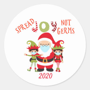 Sticker Rond Père Noël Elfe drôle : répandez la joie, pas les m
