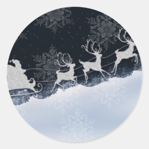Sticker Rond Père Noël et son renne