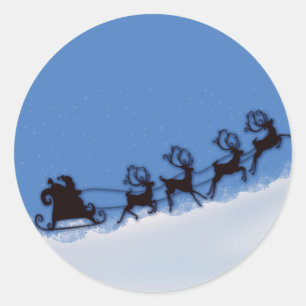 Sticker Rond Père Noël et son renne
