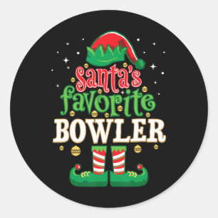Sticker Rond Père Noël Favori Bowler Noël Matching Bowling