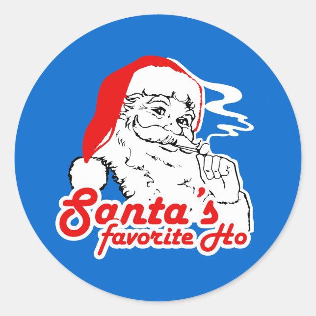 STICKER ROND PÈRE NOËL FAVORITE HO (Devant)
