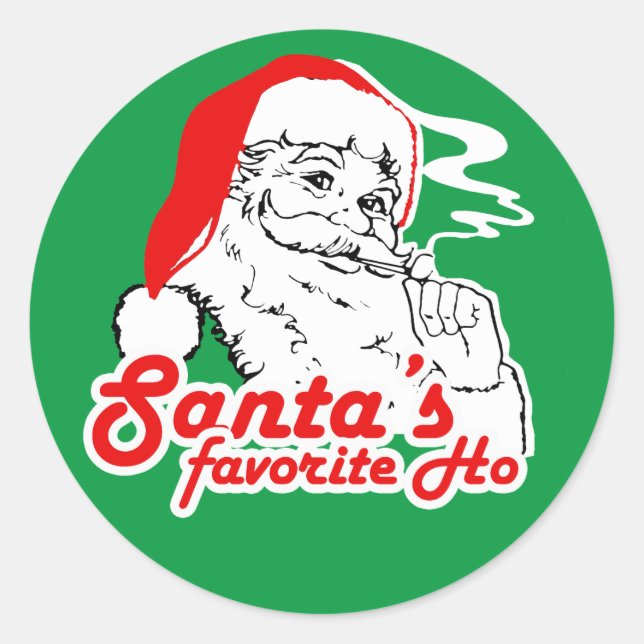 STICKER ROND PÈRE NOËL FAVORITE HO (Devant)