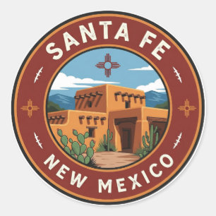 Sticker Rond Père Noël Fe Skyline New Mexico Travel