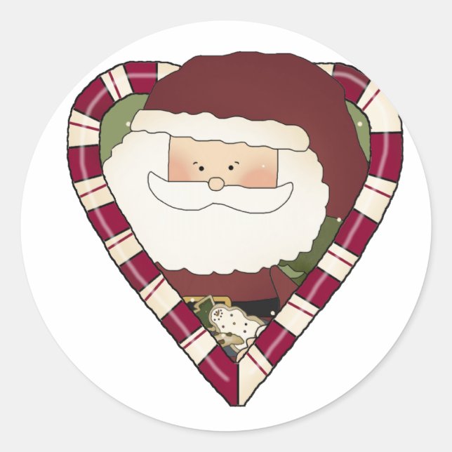 Sticker Rond Père Noël Heart Holiday Tshirts et cadeaux (Devant)