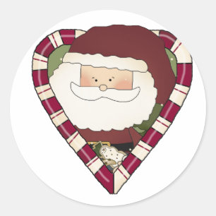 Sticker Rond Père Noël Heart Holiday Tshirts et cadeaux