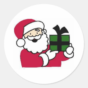Sticker Rond Père Noël Holding Don