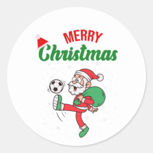 Sticker Rond Père Noël Jouer Cool de football