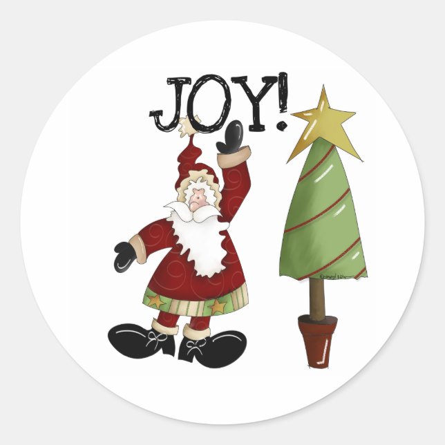 Sticker Rond Père Noël Joy Christmas Holiday (Devant)
