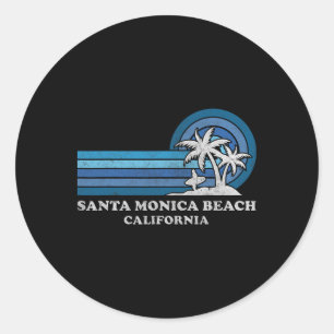 Sticker Rond Père Noël Monica Beach California Family Summer Va