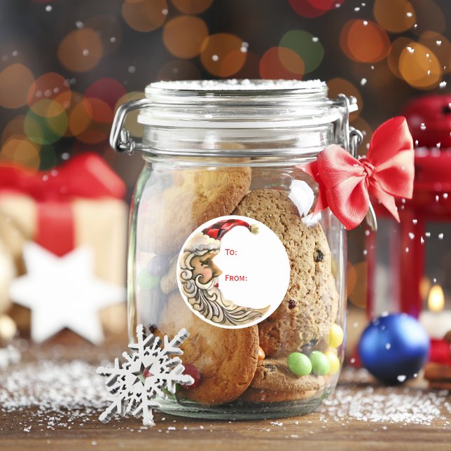 Sticker Rond Père Noël Moon Noël Cadeau de Noël (Créateur téléchargé)