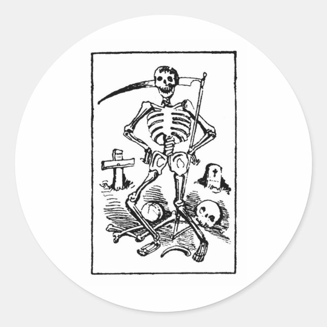 Sticker Rond Père Noël Muerte, Mexicaine Grim Reaper c. début d (Devant)