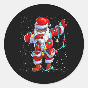 Sticker Rond Père Noël Noir Afro-Africain Afro-Américain