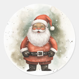 Sticker Rond Père Noël noir, brillant et heureux