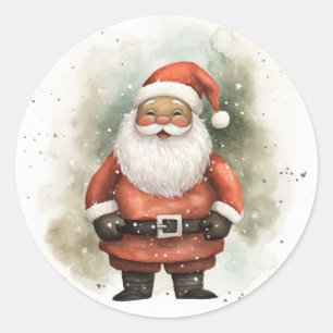 Sticker Rond Père Noël noir, brillant et heureux