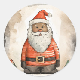 Sticker Rond Père Noël noire festive et joyeuse