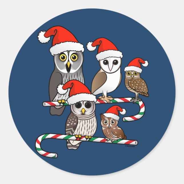 Sticker Rond Père Noël Owls (Devant)
