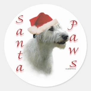Sticker Rond Père Noël Paws, Wolfhound irlandais