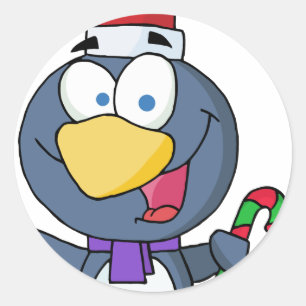 Sticker Rond Père Noël Penguin avec Sucre de canne