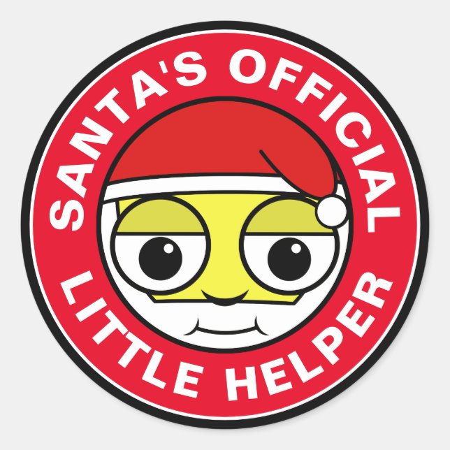 Sticker Rond Père Noël, petit assistant officiel (Devant)