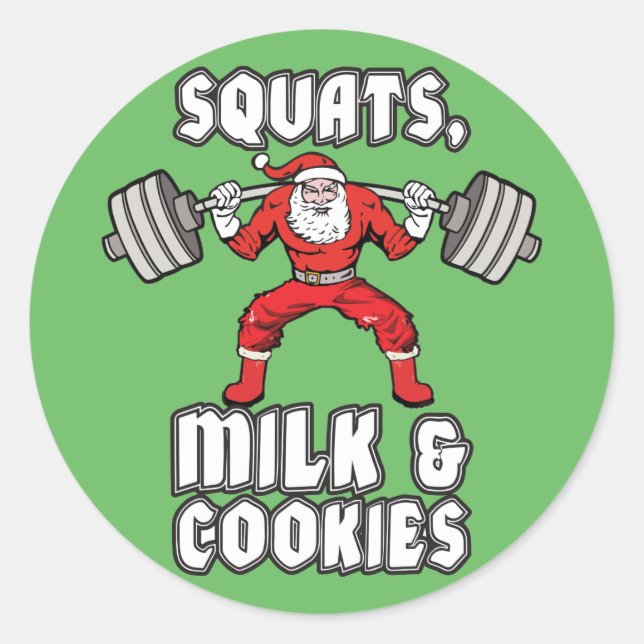 Sticker Rond Père Noël - Squats, Lait et Cookies (Devant)