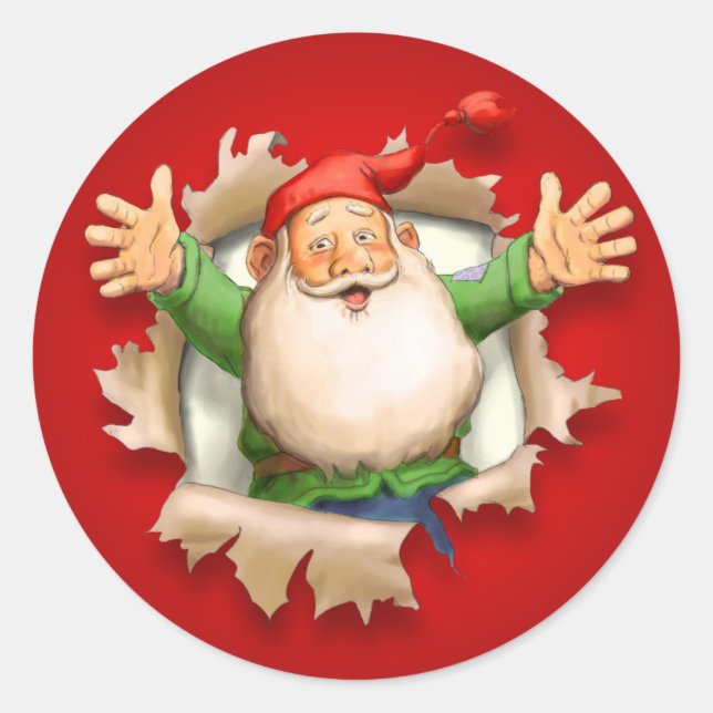 Sticker Rond Père Noël surprise à Noël (Devant)