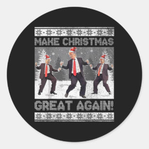 Sticker Rond Père Noël Trump Danse Rendre Noël super moche
