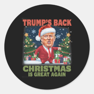 Sticker Rond Père Noël Trump Danse Rendre Noël super moche