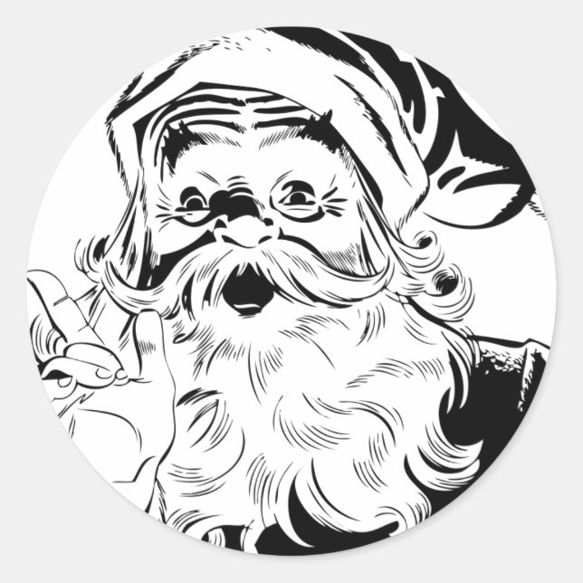 Sticker Rond Père Noël vintage (Devant)