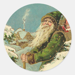 Sticker Rond Père Noël vintage - Joyeux Noel