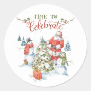 Sticker Rond Père Noël Watercolor