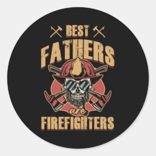 Sticker Rond Pères Pompiers Papa Fête des pères Mari