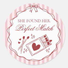Sticker Rond Perfect Match Matchbox Bridal Shower Envelope Seal