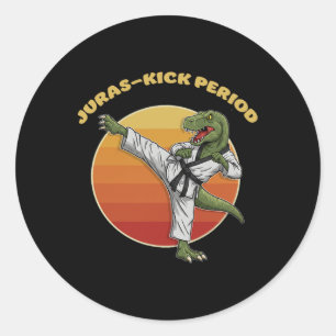 Sticker Rond Période Jurassique Funny Karaté Arts Martiaux Dino