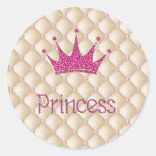 Sticker Rond Perles Chic Charmantes ,Tiare, Princesse,Pailleté