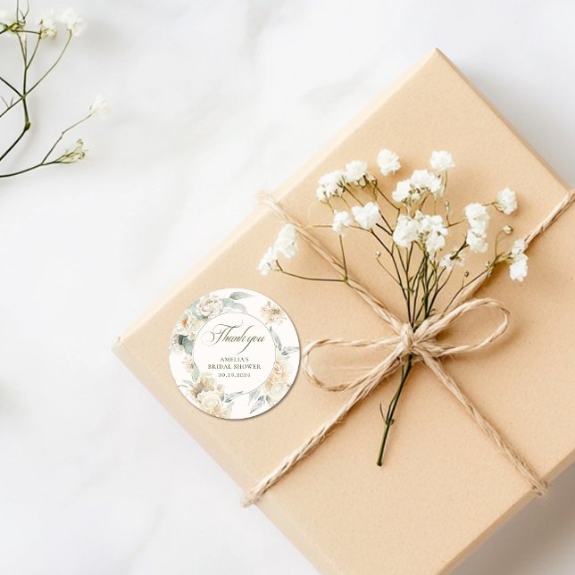 Sticker Rond Perles d'aquarelle et Fête des mariées de poursuit (Créateur téléchargé)