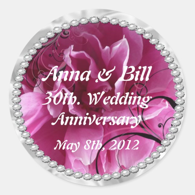 Sticker Rond Perles et perles de fleurs roses enregistrer l'aut (Devant)