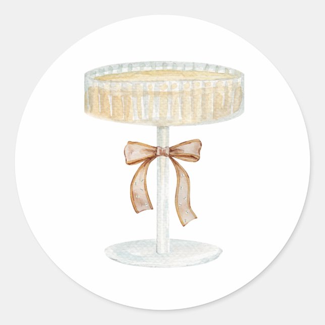 Sticker Rond Perles et Prosecco shower de mariage amour  (Devant)