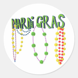 Sticker Rond Perles Mardi Gras
