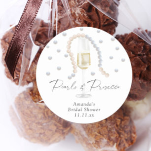 Sticker Rond Perles & Prosecco - enterrement de vie de jeune fi