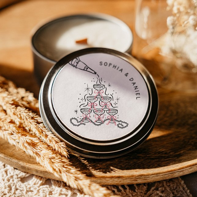 Sticker Rond Perles & Prosecco Enterrement de Vie de Jeune Fill (Créateur téléchargé)