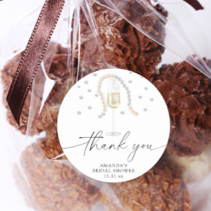 Sticker Rond Perles & Prosecco - merci pour la baby shower