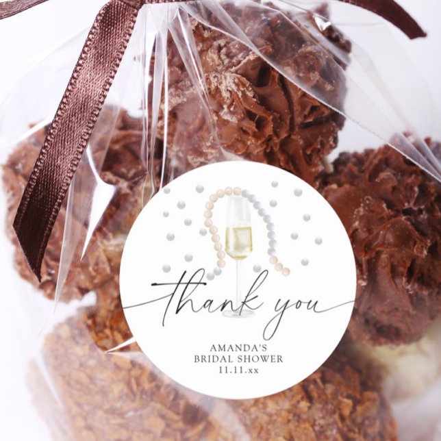 Sticker Rond Perles & Prosecco - merci pour la baby shower de m (Créateur téléchargé)