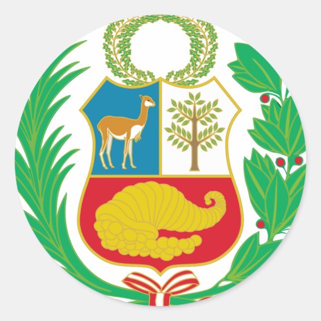 Sticker Rond Pérou - Escudo Nacional (Emblème National) (Devant)
